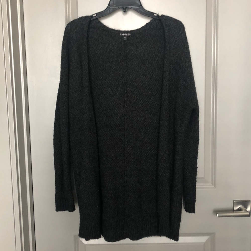 Express long, thick knit cardigan in grey - S